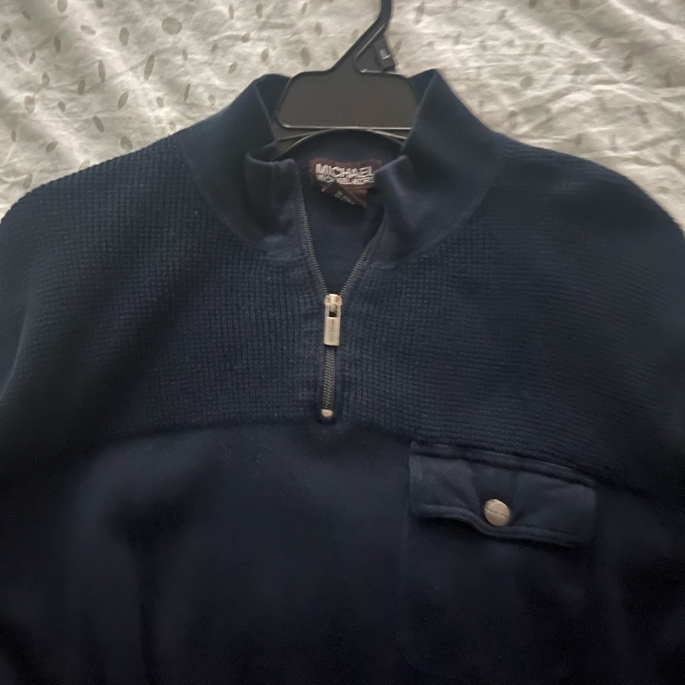 Michael Kors Men's Dark Blue Zip-Up Sweater